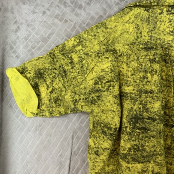 B-29 Mens L Button Up Shirt Yellow Short Sleeve Collared USA Made Hipster Ska - Picture 15 of 16